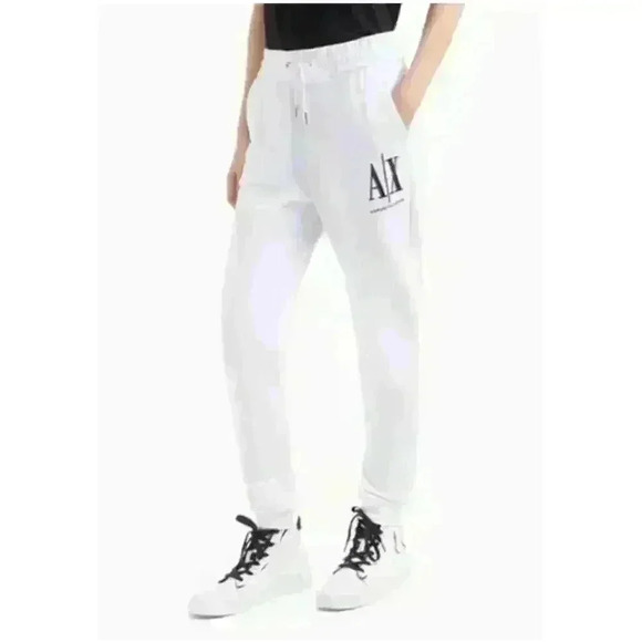A|X Armani Exchange Women's Athleisure Jersey Fleece Trousers Jogger white Sz M - Picture 2 of 16